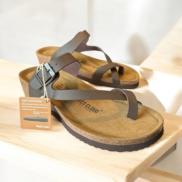 Project Cloud Lian Genuine Leather Cork Footbed Sandals – Size 9 – New - Picture 3 of 7